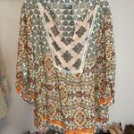 Valerie Stevens Valerie Steven’s 2x Semi Sheer cream brown pink orange Boho Top Photo 0
