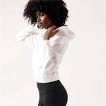 Athleta Get Set Sweatshirt White Ivory Cropped Hoodie Size L Photo 3