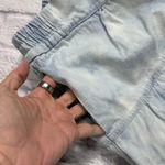 Sea NY Bleached Denim Daryl Mini Skirt Size S Tiered Elastic Waist Pockets Blue Photo 6