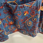 Vintage April Cornell size Medium Embroidered‎ Denim Jacket Shacket Button Front Blue Photo 6