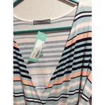 Loveappella New NWT Stitch Fix faux wrap dress striped V neck L Large Photo 2