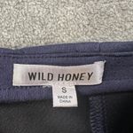 Wild Honey Navy Blue Faux Suede Mini Skirt Size Small Stitched Short Photo 1