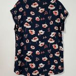 Pleione Henley Blouse Navy Floral Print Shirt Photo 4