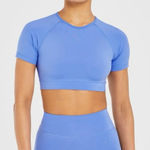 AYBL  Medium Staple Crop Short Sleeve Shirt in Cobalt Blue Athleisure Workout Gym Photo 0
