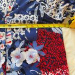 Ruby Rd. Blue and White Floral Shirt, 3/4 sleeve. Women button down top, size PM Red Photo 3