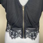 EXPRESS Women's Black Lace Sheer Crop Top with Zip up Back Sexy Flirty Medium Photo 5