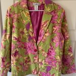 Vintage Susan Graver Sz 18 Womens pink green floral satin lined button blazerY2K Photo 0