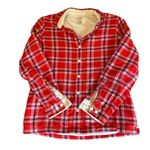 LL Bean Fleece Lined Flannel Shirt Jacket Button Front Plaid Red White Womens XS Photo 4