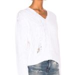 RTA Distressed Cable Knit Echo Sweater White Photo 5