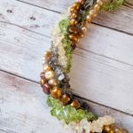 Vintage Chunky Choker Necklace Green & Bronze Tones Photo 4