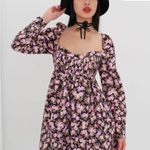 For Love & Lemons Kate $249 Satin Mini Corset Satin Floral Mini Dress NWT Small Photo 0