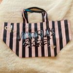 Victoria's Secret Victoria’s Secret Iconic Pink & Black Pinstripe Tote Bag Photo 0