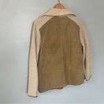Women’s Vintage Suede Leather Base Knitted crocheted Sleeves Brown Medium Large Photo 3