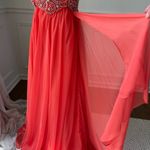 Sherri Hill  Sweetheart Strapless Beaded Coral Formal Gown Prom Pagent Dress 0972 Photo 6