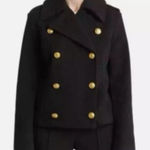 Rebecca Minkoff Black Pea Coat with Gold Buttons Photo 0