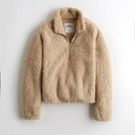 Hollister ✨ Tan Cropped Half-Zip Teddy Sz Large Fleece✨ Photo 2