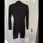 K Mock Neck Front Zip Thigh Length Black Bodysuit Photo 9