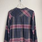 Cloth & Stone  Plaid Tunic Shirt Dress Long Sleeve Knit Blue Pink L Photo 7