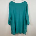 Catherines  Blue Lace Top 2X Womens Plus Long Sleeve V Neck Scallop Hem Overlay Photo 5