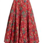 Ulla Johnson Aspen red floral hibiscus tiered maxi skirt with pockets Photo 3