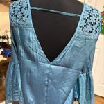 Haute Monde turquoise blue Long Sleeve Blouse Photo 3