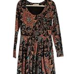 Peruvian Connection babydoll mini dress Long Sleeve Abstract print Sz Small Photo 1