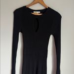 BODEN Ribbed Cut Out Dress Black Keyhole Neck‎ Long Sleeve Fitted 6 Photo 4