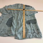 Soft Surroundings  Cardigan 2X Plus Size Blue Linen Blend Embroidered Kimono Photo 4