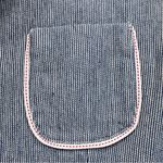 The Korner Paris Blue Pinstripe Weave Tailored Piped Blazer Jacket Red Stitching Size L Photo 4