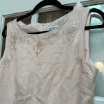 Jessica Howard Vintage  Pink Linen Embroidered Beaded Midi Dress Size 12 Large Photo 2