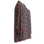 Ny Collection Womens Tunic Top Blouse Shirt Floral Print Chiffon Black Red 2X Photo 11