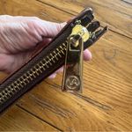 Valentina Embossed Leather Zip Around Wallet with a Leaf Motif Pattern in Brown Photo 5