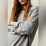 We The Free  Gray and Maroon Sweatshirt Free People Tee Tunic Top Size Medium Photo 4