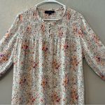 RACHEL Rachel Roy white multicolor tiny floral smocked long sleeve blouse large Photo 1