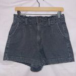 American Eagle  Black Wash Denim High Waisted Paperbag Mom Shorts size 4 Photo 0
