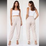 Nasty Gal  Beige Tailored Jogger Pants | High Waist | Elastic Hem Photo 1