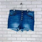 KanCan Tiana High Rise Button Fly Raw Hem Jean Shorts Size 2XL Blue Photo 3