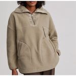 Varley  Womens Taupe Borg Fleece Half-Zip Jacket Size Medium Photo 7