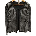 Chico's  Black White TRAVELERS COLLECTION Cardigan Jacket Lightweight Sz 1 MEDIUM Photo 0