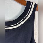 Conrad C 2X Preppy Knit Ribbed Trim Darkest Navy White Tank Top Blue Photo 3