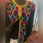 Vintage Joseph Le Bon Holiday Jacket Women's Large Silk Beaded Sequin EUC Black Photo 1
