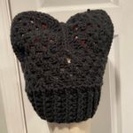 Handmade Crochet Cat Animal Ear Beanie Hat Cozy Ribbed Brim Stretch Winter Hat Photo 1