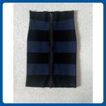 BCBGMAXAZRIA  Black & Blue‎ Striped Pencil Skirt Women's Career Elegant Photo 2