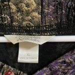 cj banks  Blouse Size XL Purple Yellow Boat Neck Whimsical Grunge Goth Mature Photo 5