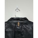 Mackage  Black Leather Moto Diagonal Zip Jacket Size XS Rib Sleeve Panel Photo 5