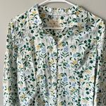 Seasalt Shirt Womens Sz 4 Button Up Larissa Organic Cotton Floral Roll Tab Green Photo 2