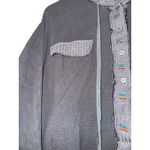 POL  Textured Waffle Knit Oversized Top Embroidered Medium Boho Grunge ~FLAW Photo 5