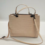 Firenze Croc Embossed Leather tote crossbody Tan Photo 0