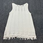 Lilly Pulitzer Tank Top Women's S White Crochet Chevron Tassel Fringe Beach Photo 2