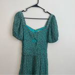 Anthropologie  Puff Sleeve Cut Out Midi Dress Green 4 Photo 2